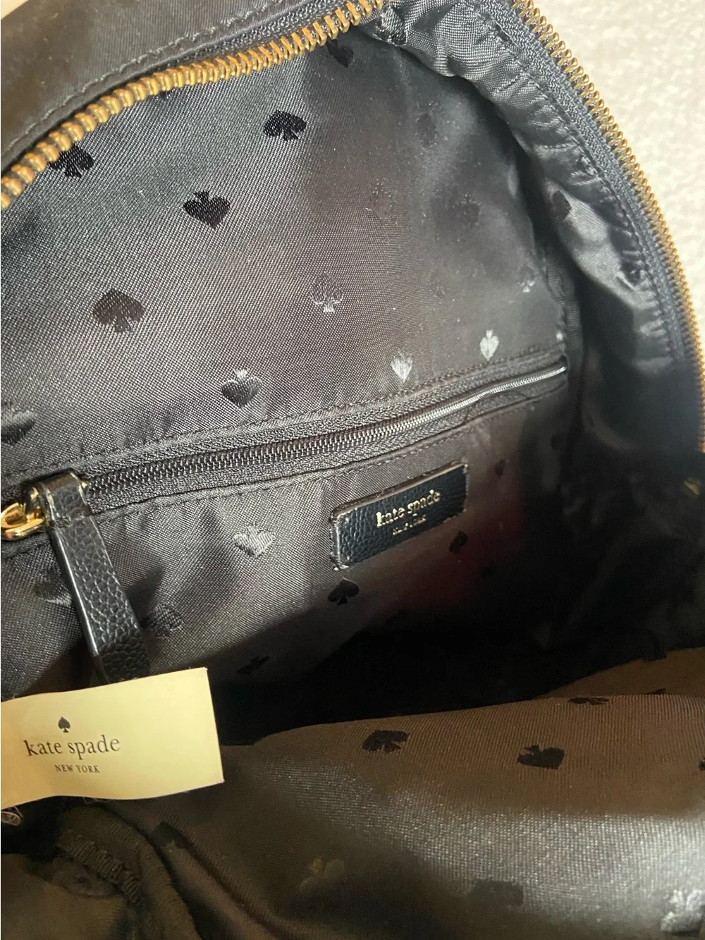 Kate Spade NY Medium Dawn Backpack/Book Bag Black Nylon With Gold Hardware